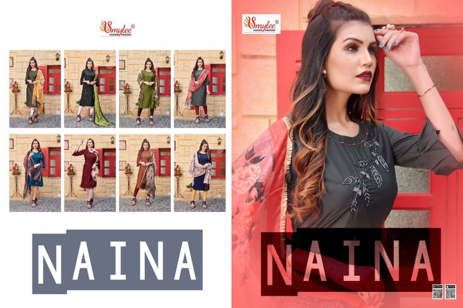 Smylee Naina Latest Designer Ethnic Wear Heavy Silk Kurti With Printed Dupatta Collection